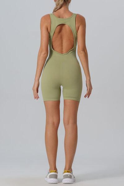 Cutout Scoop Neck Active Romper - Immenzive