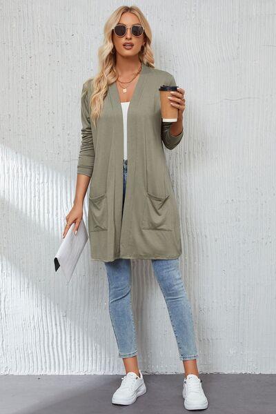 Open Front Long Sleeve Cardigan - Immenzive