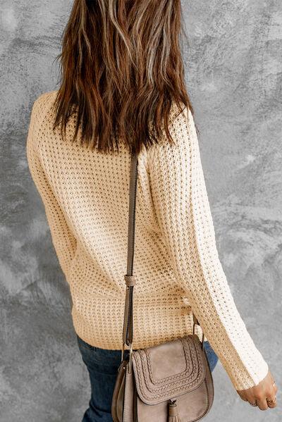 Decorative Button Mock Neck Sweater - Immenzive