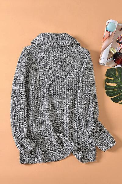 Decorative Button Mock Neck Sweater - Immenzive