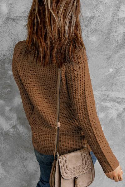 Decorative Button Mock Neck Sweater - Immenzive