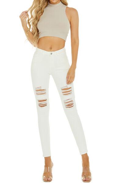 Distressed High Waist Jeans - Immenzive