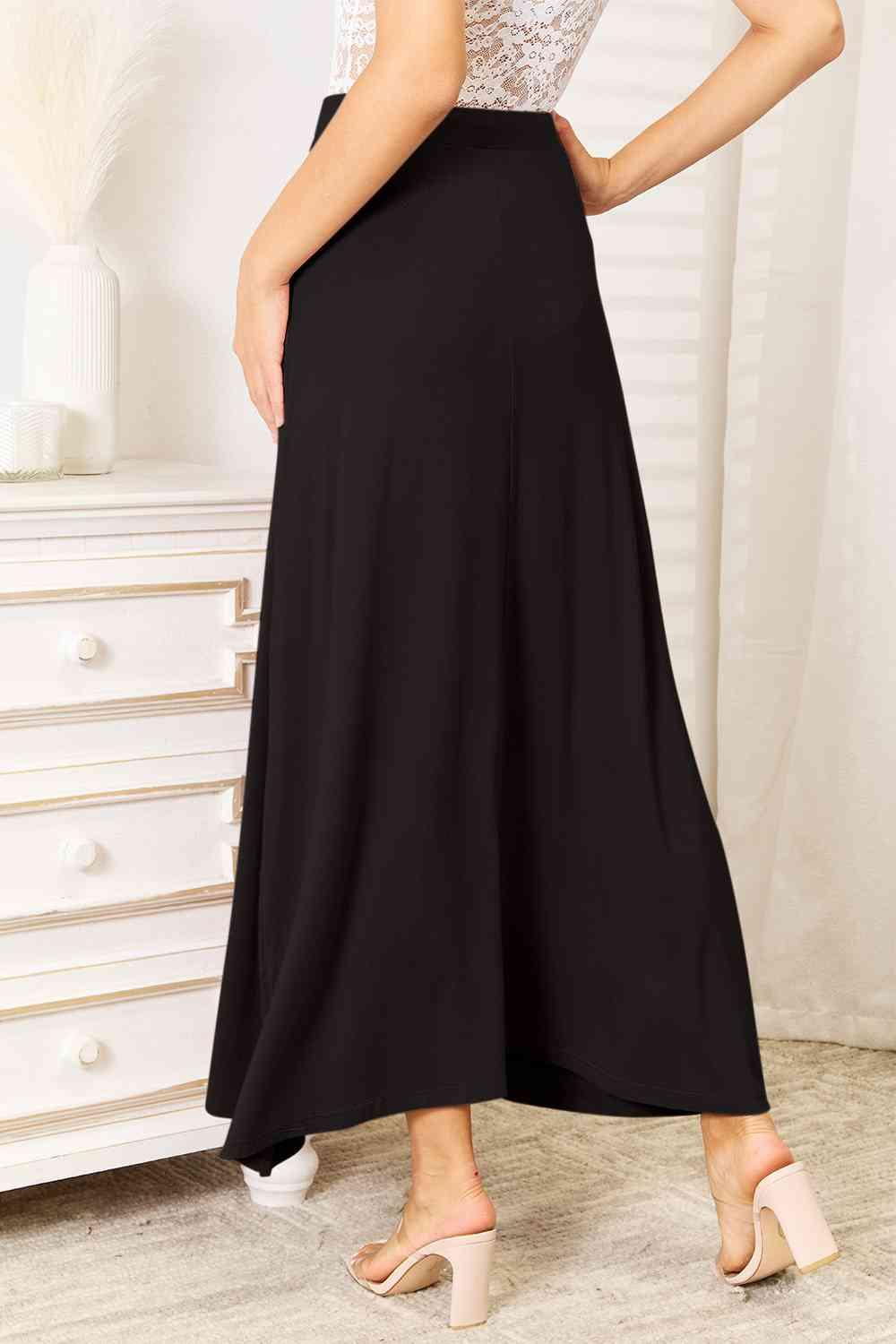 Double Take Full Size Soft Rayon Drawstring Waist Maxi Skirt Rayon - Immenzive