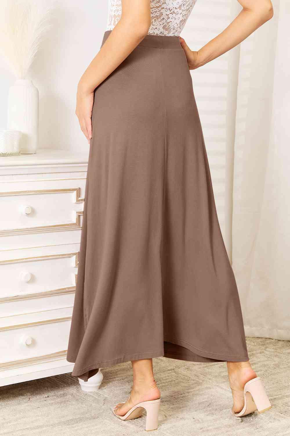 Double Take Full Size Soft Rayon Drawstring Waist Maxi Skirt Rayon - Immenzive