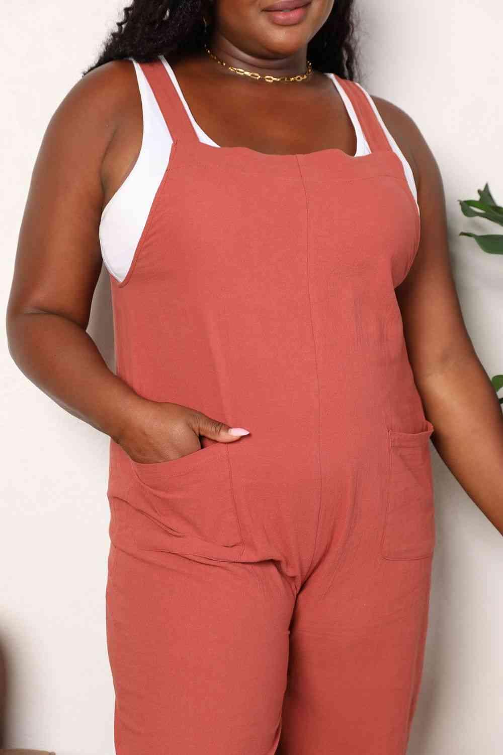 Double Take Wide Leg Overalls with Front Pockets - Immenzive