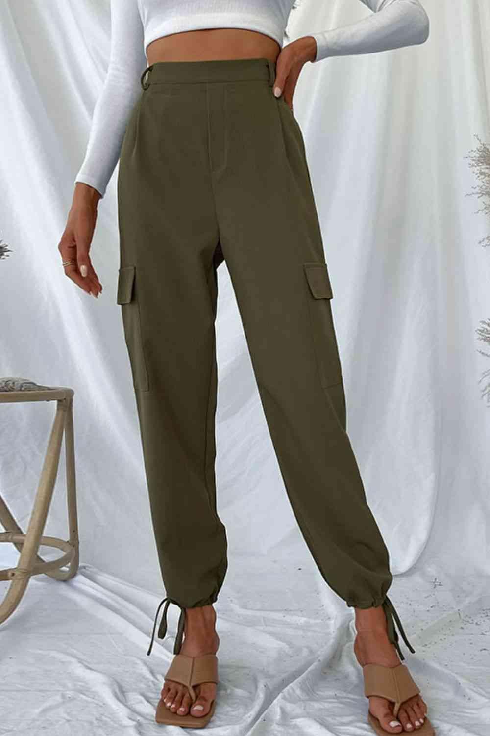 Drawstring Ankle Cargo Pants - Immenzive