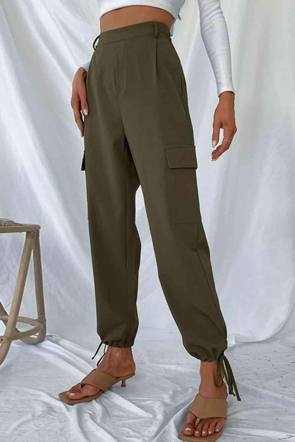 Drawstring Ankle Cargo Pants - Immenzive