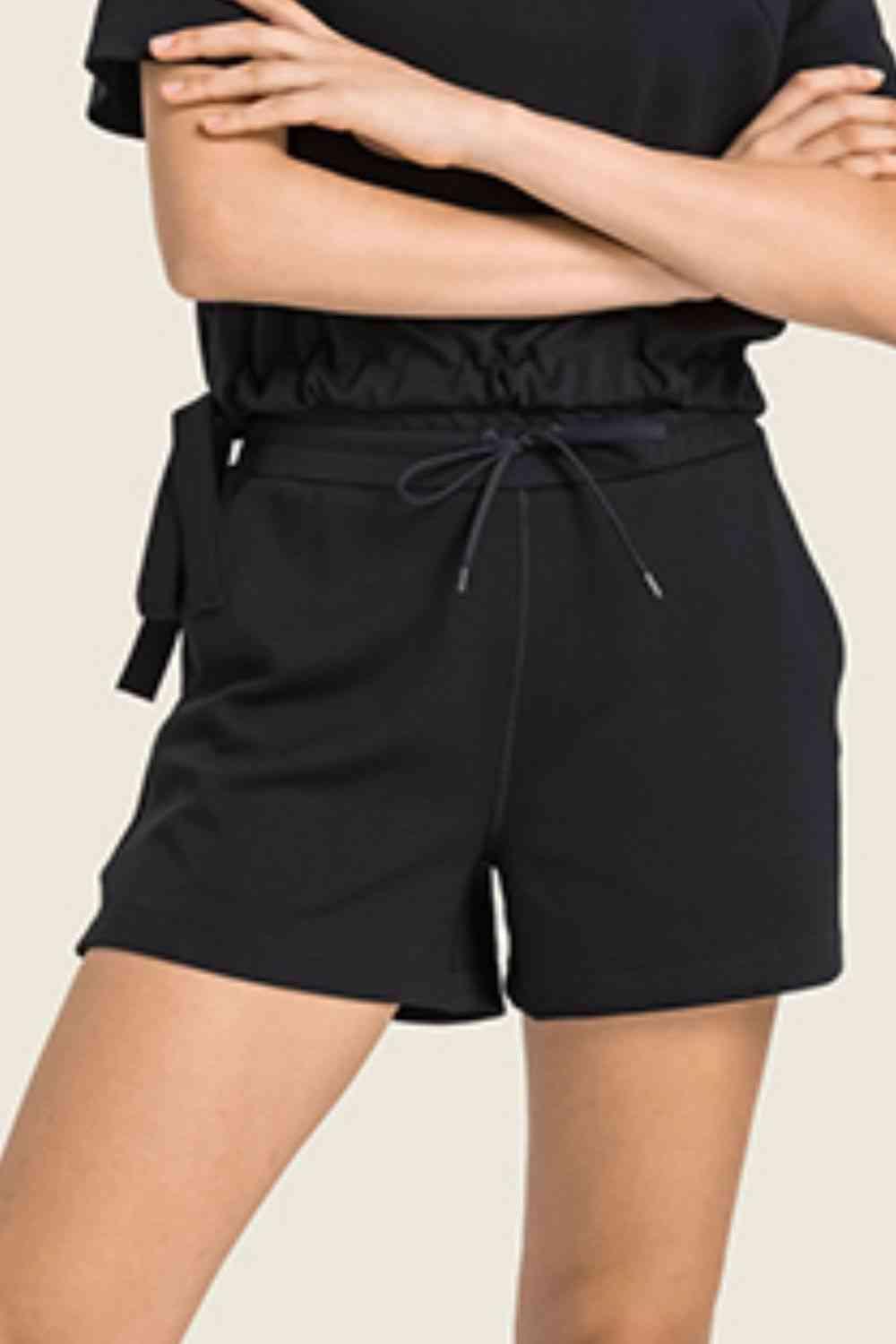 Drawstring Elastic Waist Sports Shorts with Pockets - Immenzive