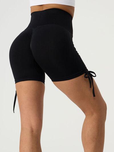 Drawstring High Waist Active Shorts - Immenzive