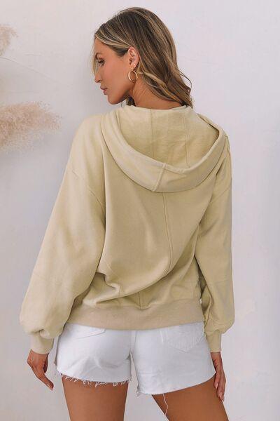 Drawstring Long Sleeve Hoodie - Immenzive