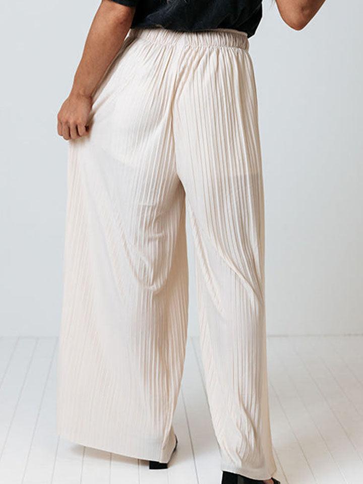 Drawstring Pleated Wide Leg Pants - Immenzive