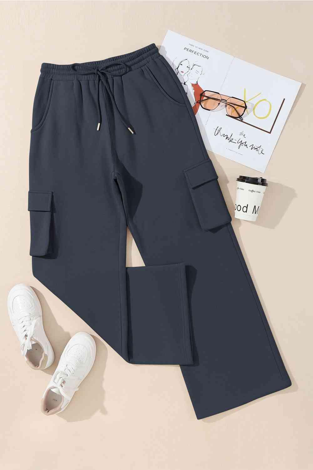 Drawstring Straight Pants with Pockets - Immenzive