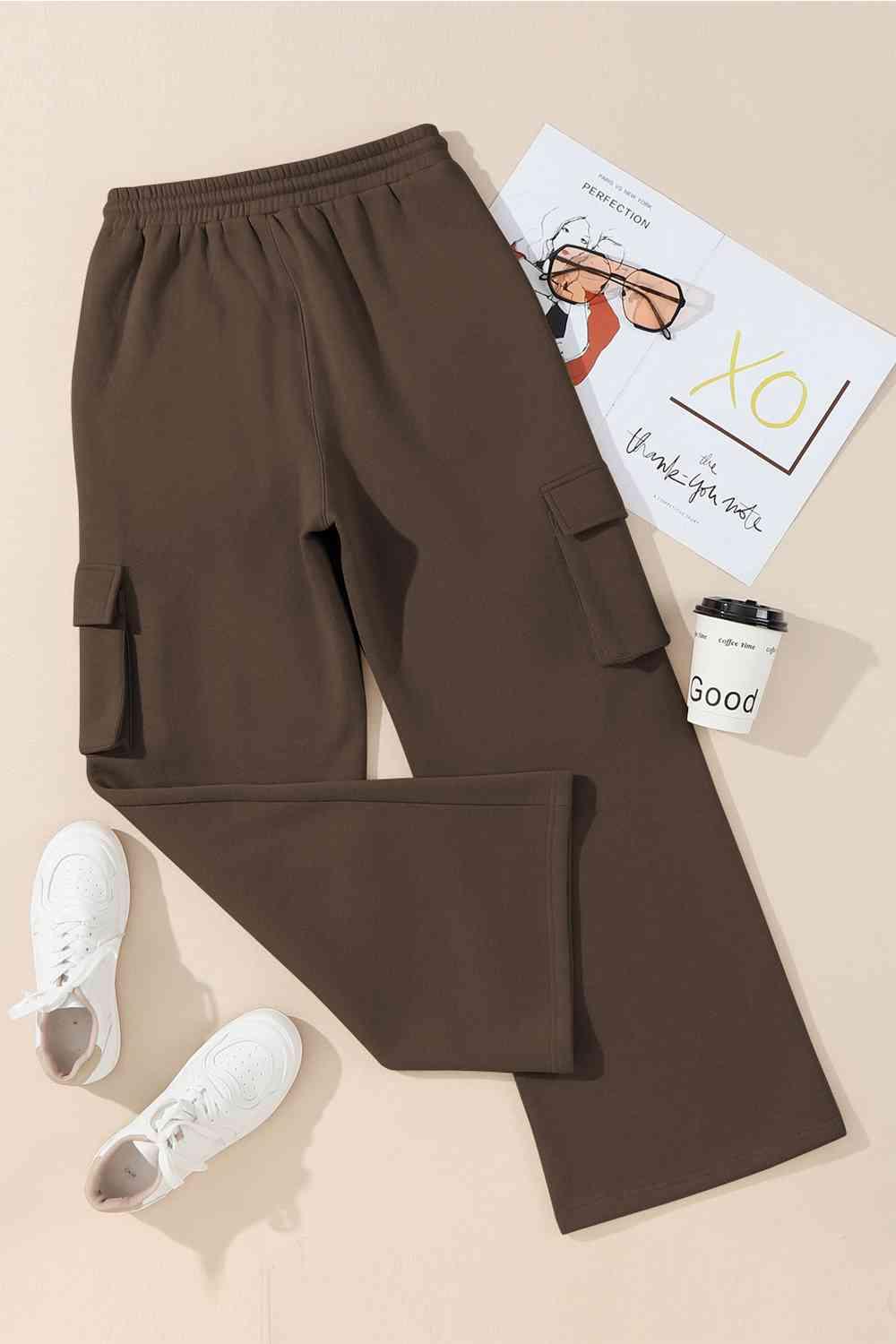 Drawstring Straight Pants with Pockets - Immenzive