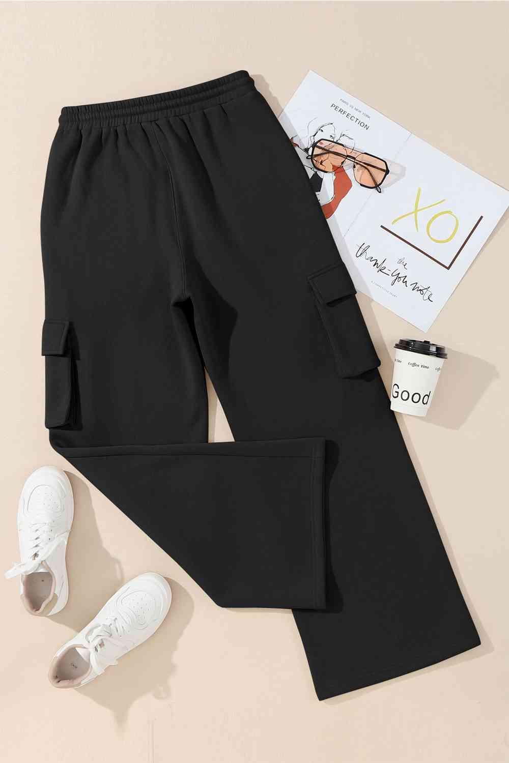 Drawstring Straight Pants with Pockets - Immenzive