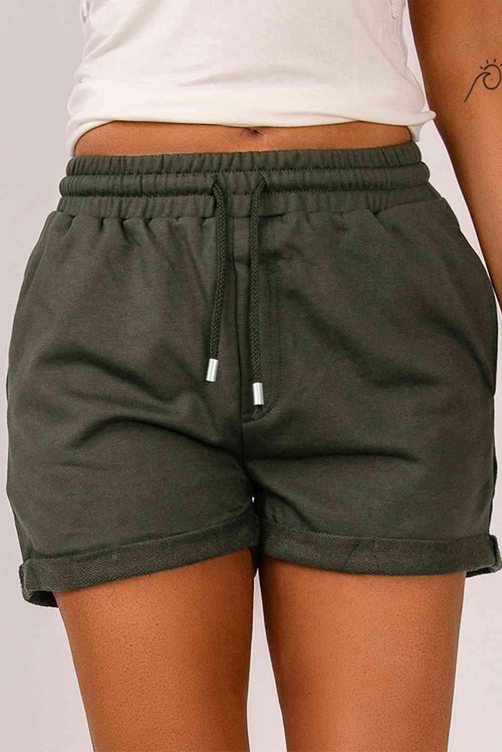 Drawstring Waist Cuffed Shorts - Immenzive