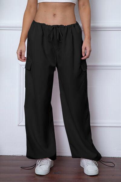 Drawstring Waist Pants with Pockets - Immenzive