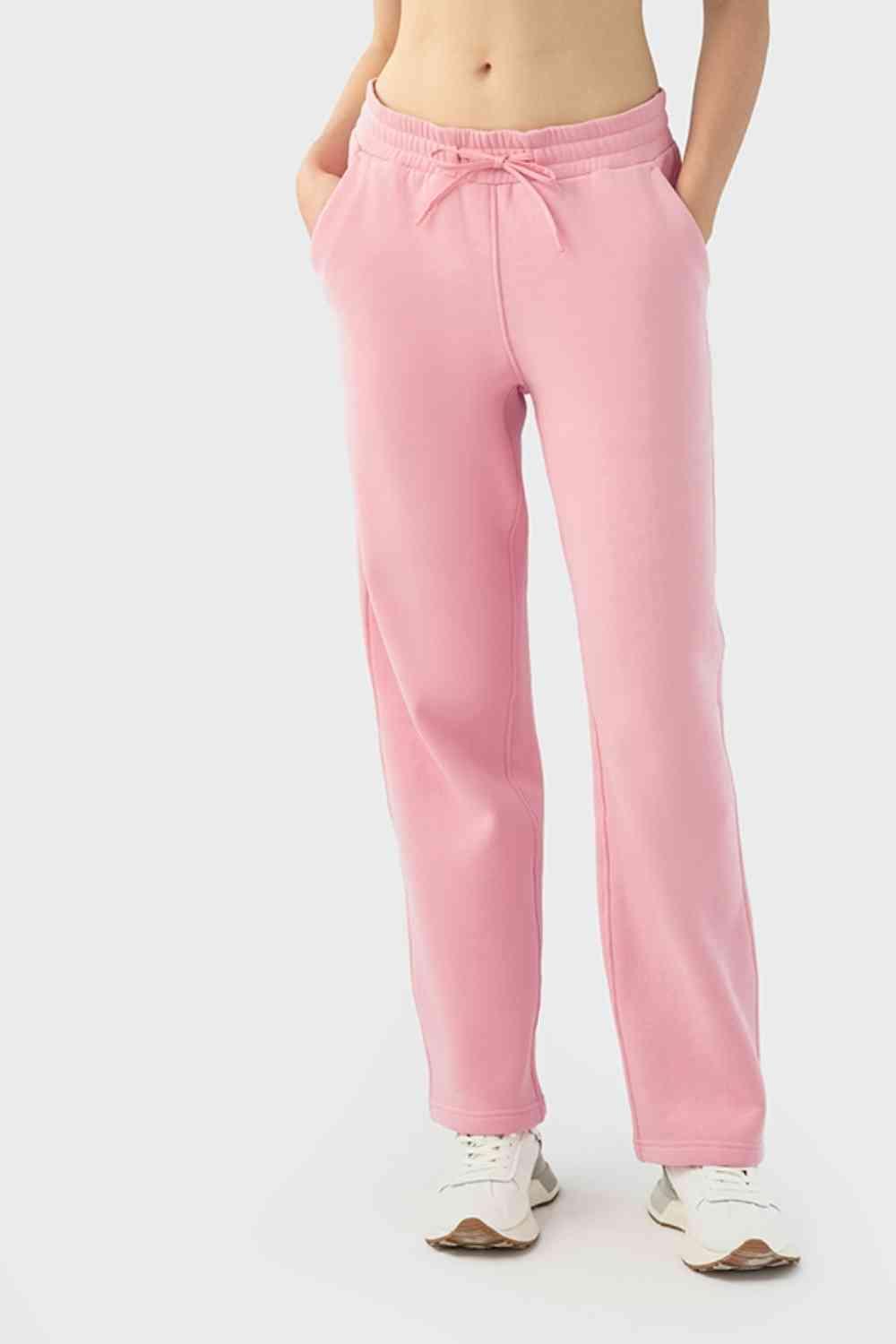 Drawstring Waist Sports Pants with Pockets - Immenzive