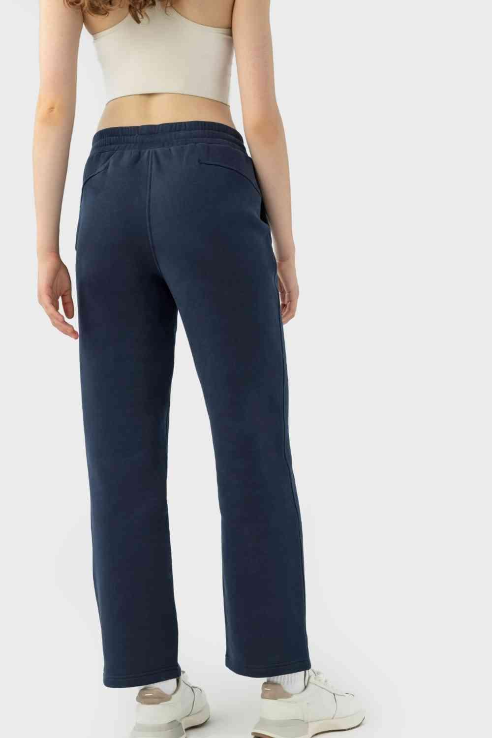 Drawstring Waist Sports Pants with Pockets - Immenzive