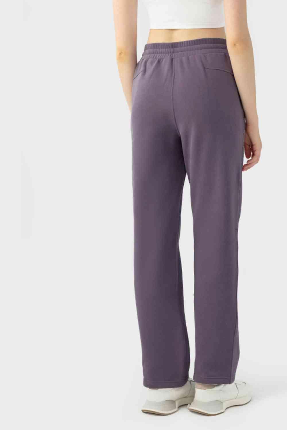 Drawstring Waist Sports Pants with Pockets - Immenzive