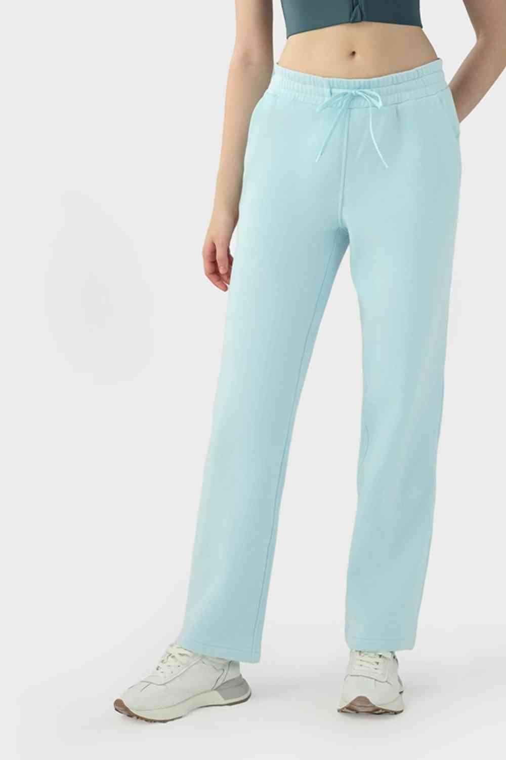 Drawstring Waist Sports Pants with Pockets - Immenzive