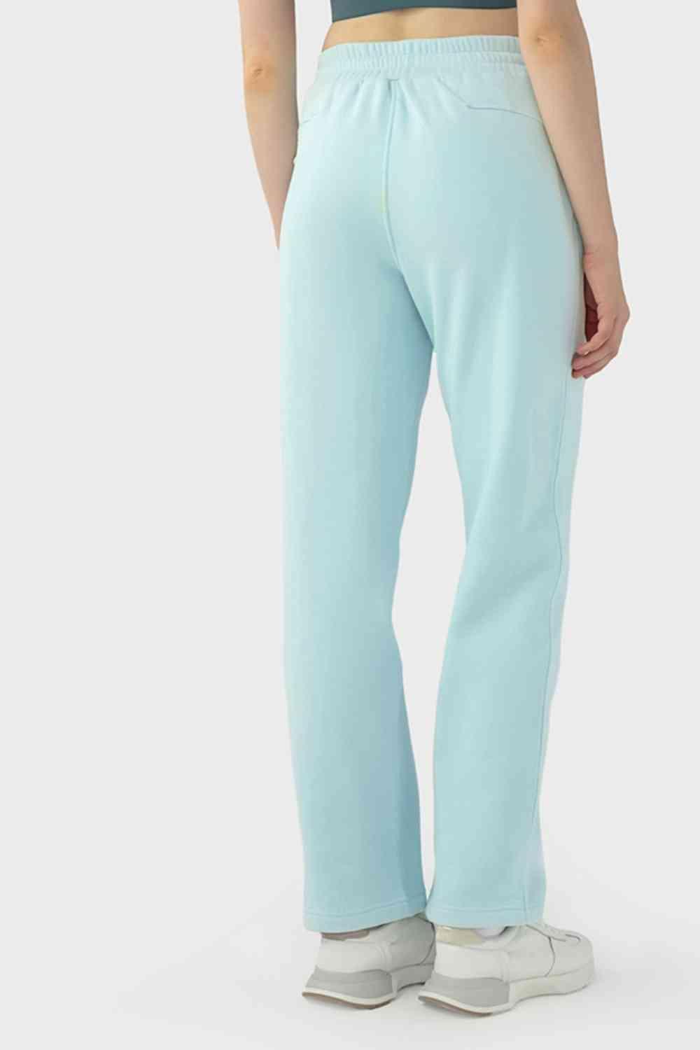 Drawstring Waist Sports Pants with Pockets - Immenzive