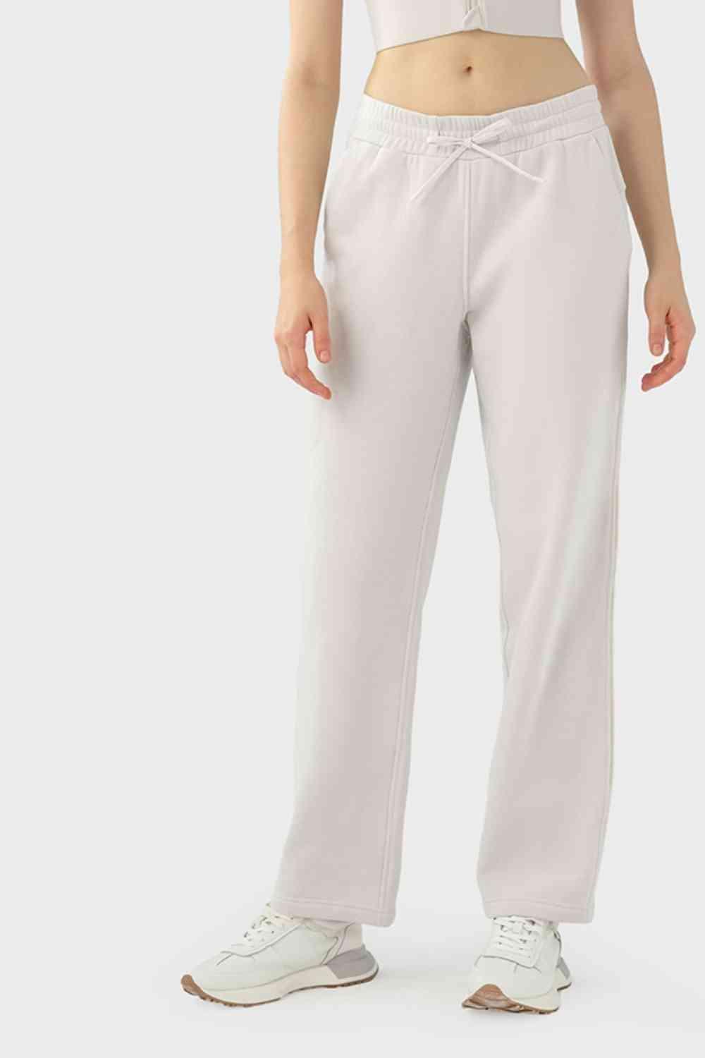 Drawstring Waist Sports Pants with Pockets - Immenzive