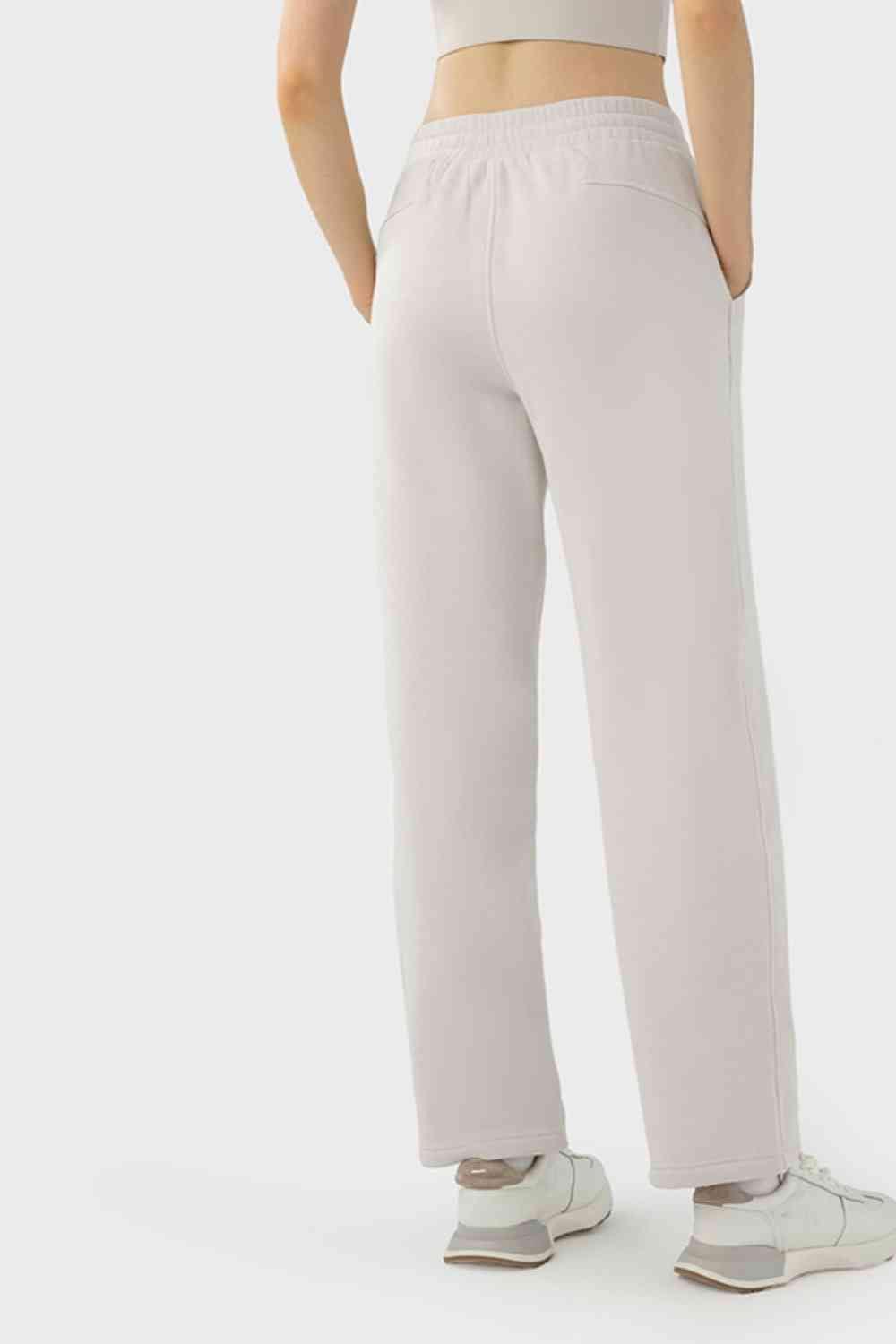 Drawstring Waist Sports Pants with Pockets - Immenzive