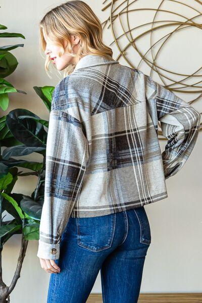 Reborn J Plaid Button Up Long Sleeve Shacket - Immenzive