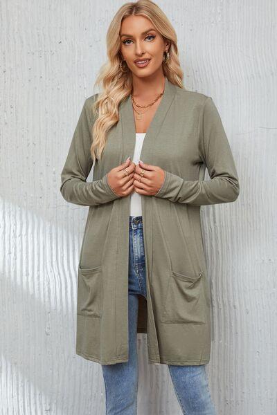 Open Front Long Sleeve Cardigan - Immenzive