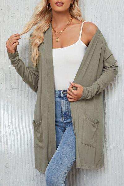 Open Front Long Sleeve Cardigan - Immenzive