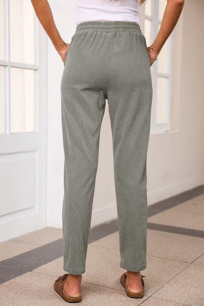 Drawstring Straight Pants with Pockets - Immenzive