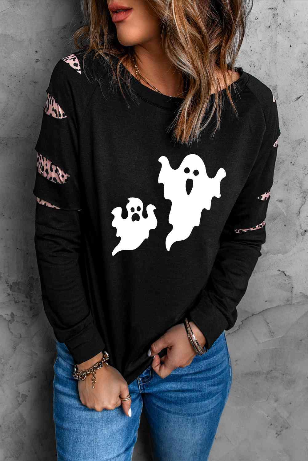 Ghost Graphic Round Neck Sweatshirt - Immenzive