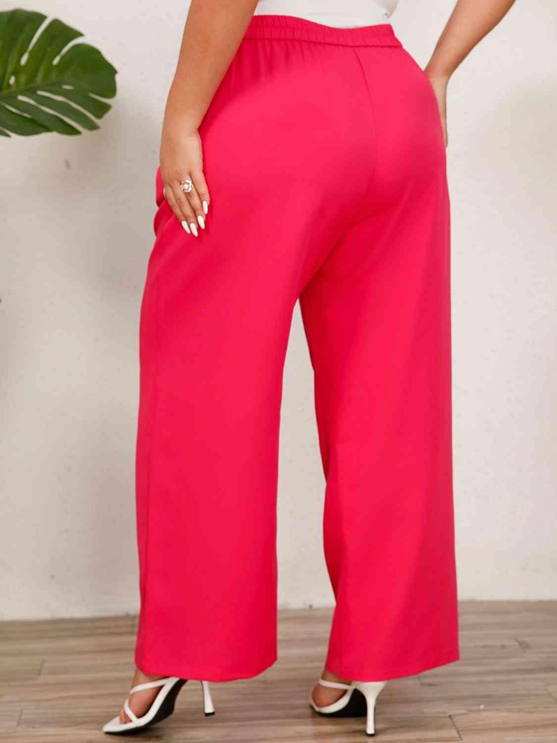 Plus Size Wide Leg Pants with Pockets - Immenzive