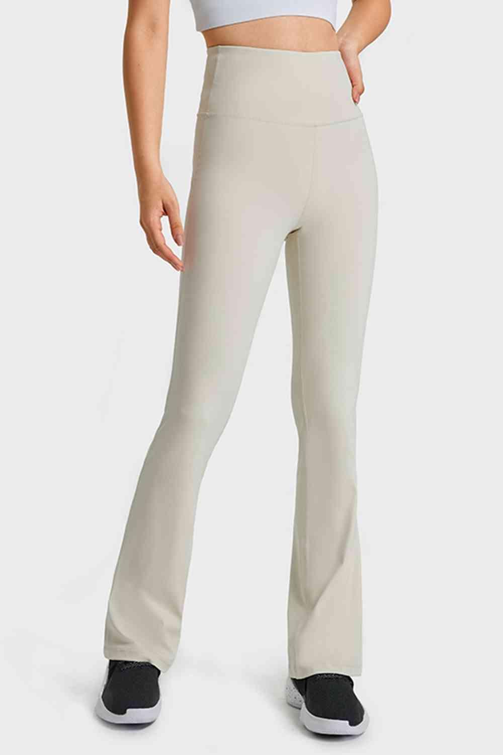 Elastic Waist Flare Yoga Pants - Immenzive