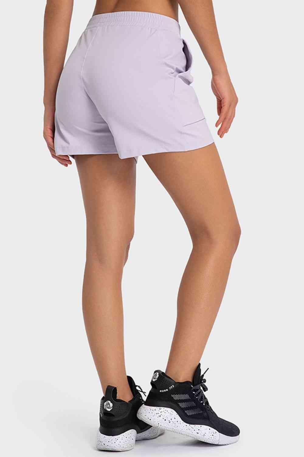 Elastic Waist Sports Shorts with Pockets - Immenzive