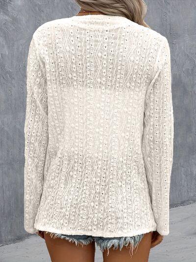 Eyelet Roll-Tab Sleeve Cardigan - Immenzive