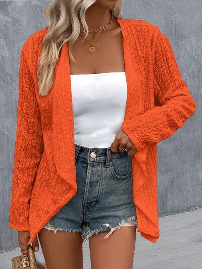 Eyelet Roll-Tab Sleeve Cardigan - Immenzive