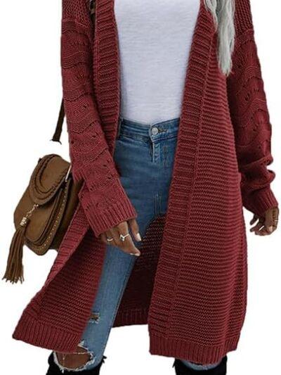 Open Front Long Sleeve Cardigan - Immenzive