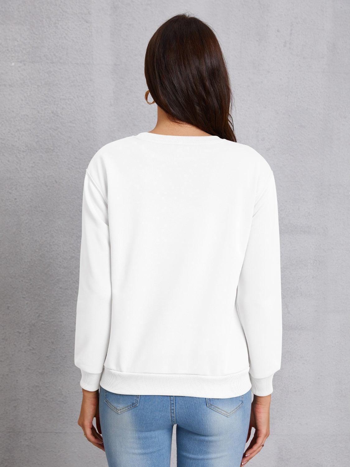 Graphic Round Neck Dropped Shoulder Sweatshirt - Immenzive