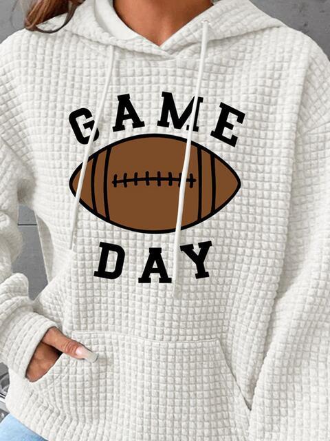 Full Size GAME DAY Graphic Drawstring Hoodie - Immenzive