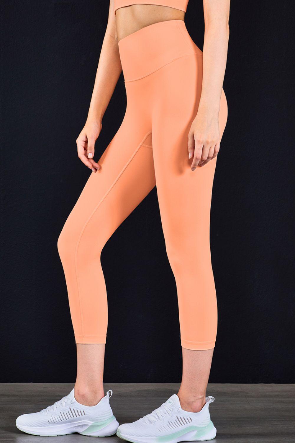 Feel Like Skin Elastic Waistband Cropped Yoga Leggings - Immenzive