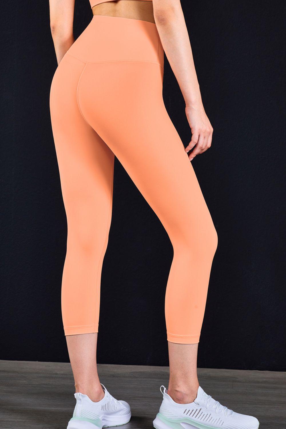 Feel Like Skin Elastic Waistband Cropped Yoga Leggings - Immenzive