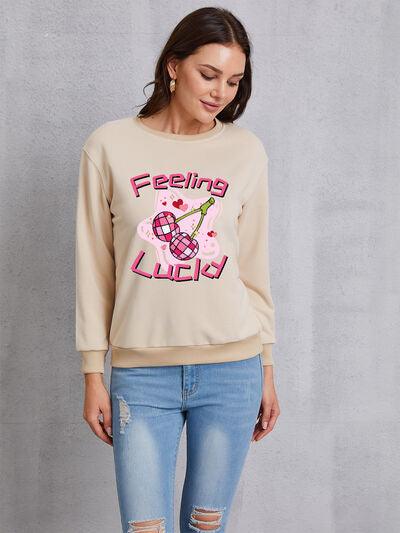 FEELING LUCKY Round Neck Sweatshirt - Immenzive