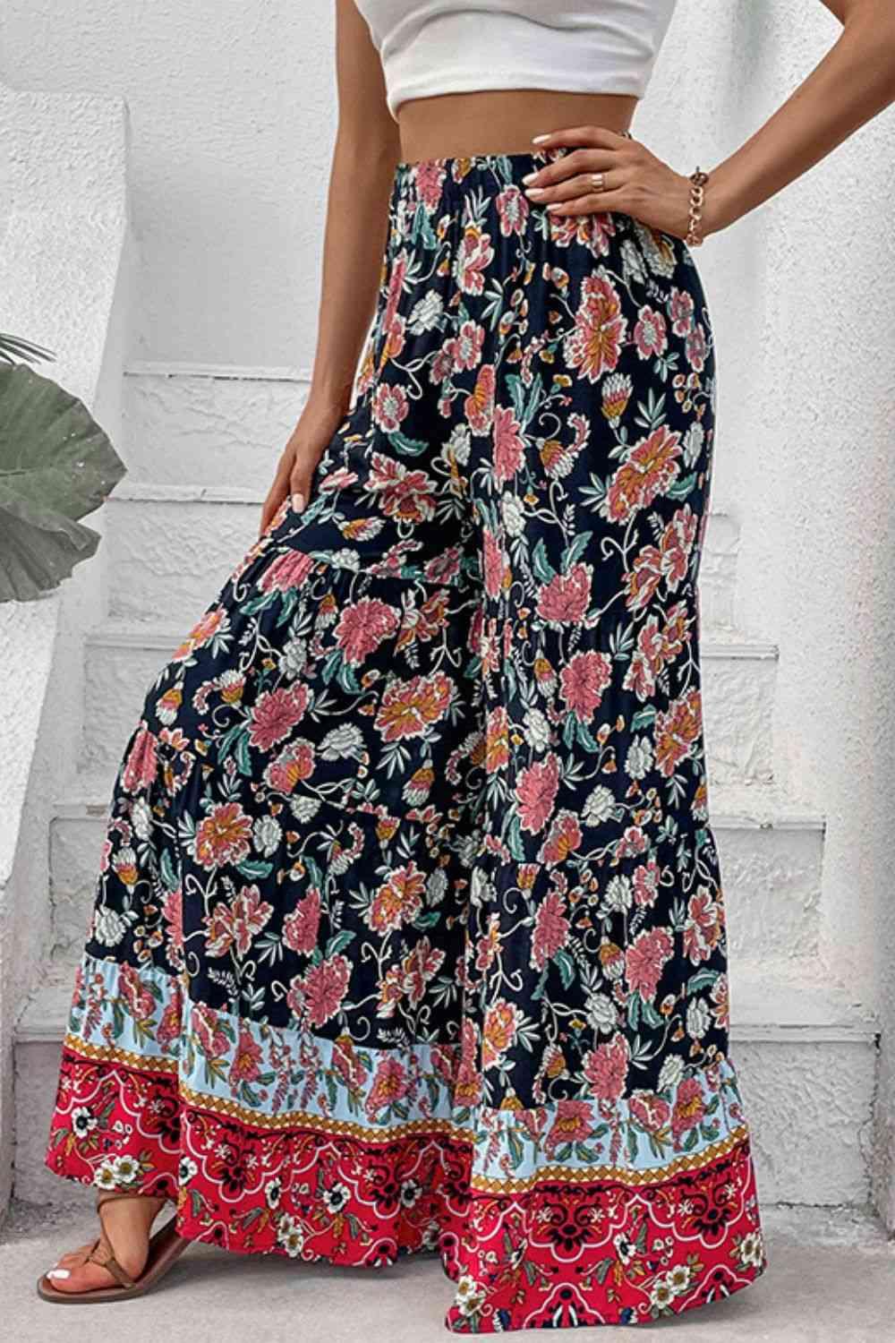 Floral High Waist Palazzo Pants - Immenzive