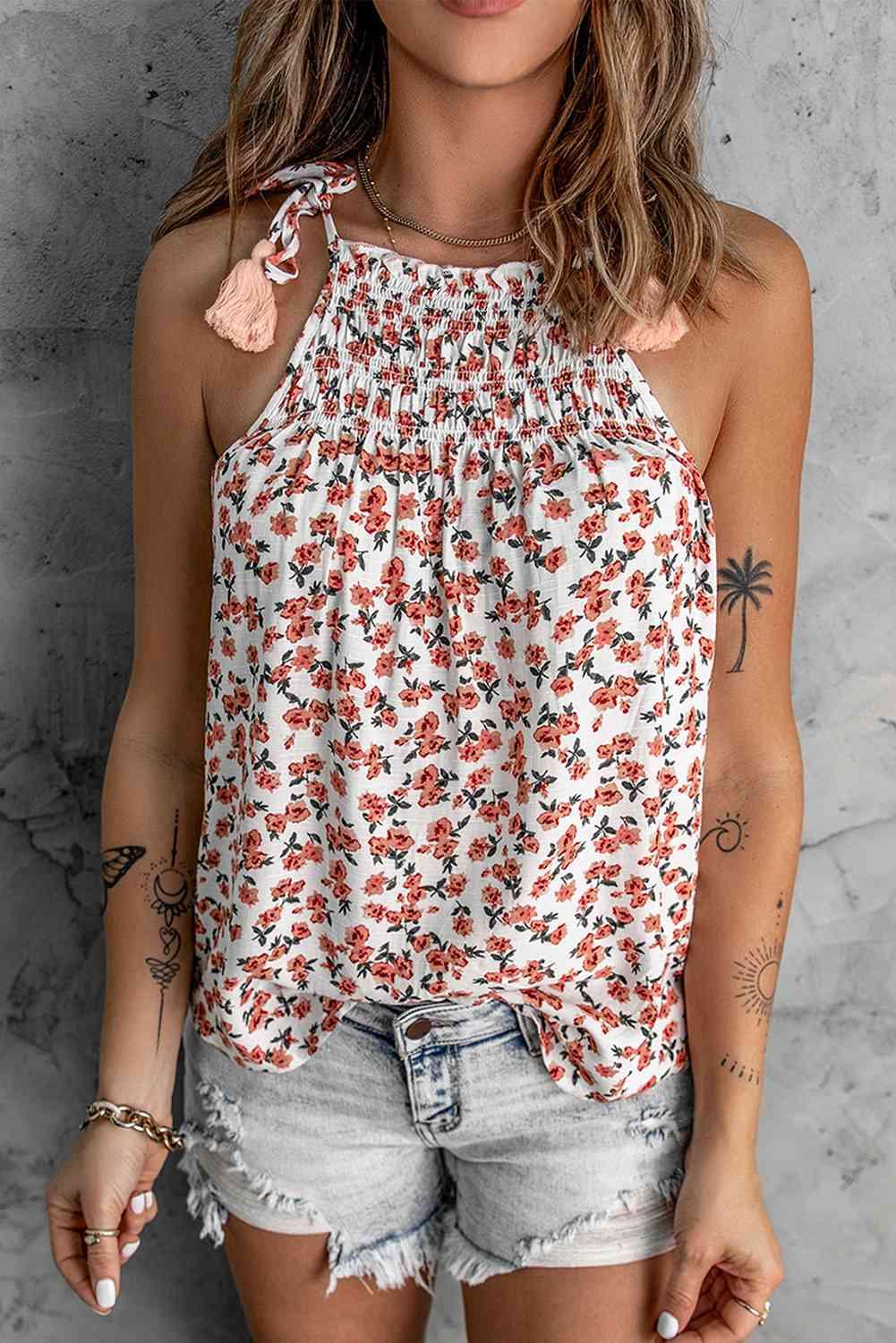 Floral Tied Tassel Cami - Immenzive