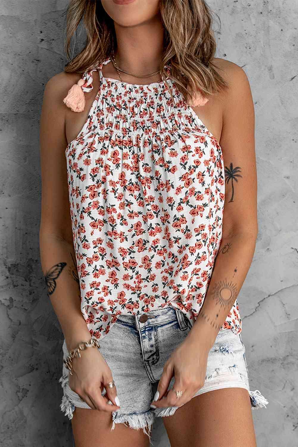 Floral Tied Tassel Cami - Immenzive