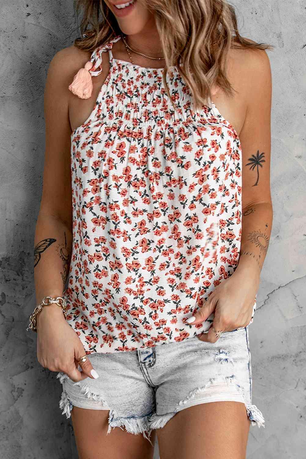 Floral Tied Tassel Cami - Immenzive