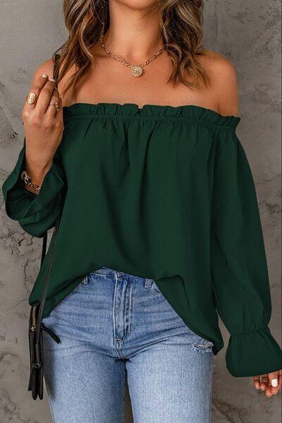 Frill Off-Shoulder Flounce Sleeve Blouse - Immenzive