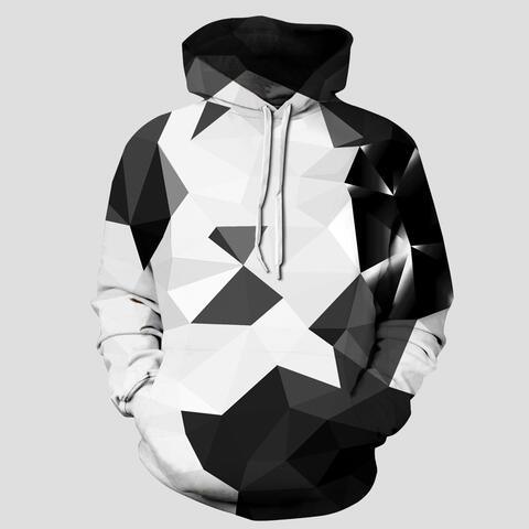 Full Size Geometric Drawstring Hoodie with Pockets - Immenzive