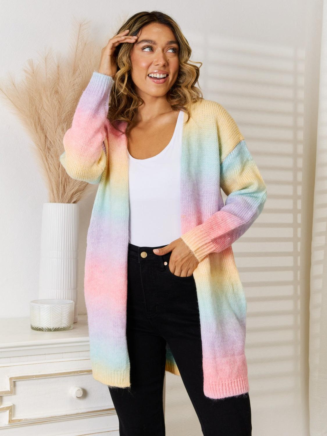 Full Size Gradient Open Front Cardigan - Immenzive